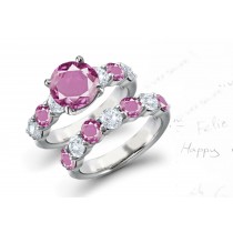 5 Stone Pink Sapphire Diamond Ring Collection for Engeament & Wedding