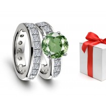 2013 Catalog No. 5 - Product Details: Love Stories: Green Sapphire & Diamond Engagement Wedding Rings