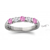 New Arrivals - Women's Pure Pink Sapphire & Diamond Wedding Rings