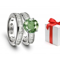 2013 Catalog No. 5 - Product Details: Tenderness: Intense Green Sapphire Diamond Engagement & Wedding Rings