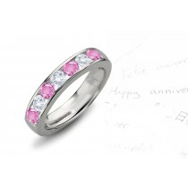 Women's Pink Sapphire & Diamond Seven Stone Ring