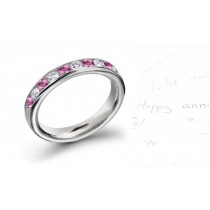 Women's Pink Sapphire & Diamond Ten Stone Ring