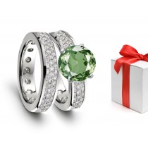 2013 Catalog No. 5 - Product Details: Elegant & Refined: Green Sapphire Diamond Engagement & Wedding Rings 