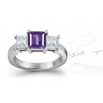 Fine Deep Purple Sapphire Diamond Ring