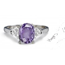 Fine Deep Purple Sapphire Cushion & Diamond Designer Rings