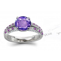 Gemstone Purple Sapphire & White Diamond Ring