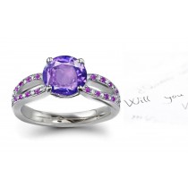 Purple Sapphire & White Diamond Ring