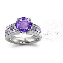 Purple Sapphire & White Diamond Ring