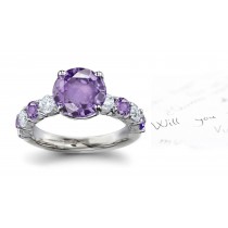 Purple Sapphire & White Diamond Ring