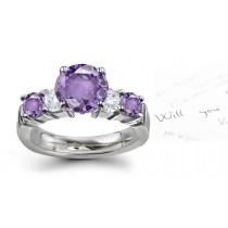 Purple Sapphire & White Diamond Ring