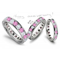 Pink Sapphire and Diamond Eternity Wedding Band