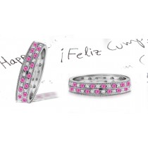 Round Pink Sapphire & Diamond Eternity Rings