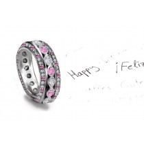 Popular: Sparkling Glittering Pink Sapphire Diamond Eternity Band 