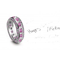 Fascinating: Pink Sapphire & Diamond Eternity Rings