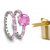 Pink Sapphire & Diamond Engagement & Wedding Rings Available in Women's Ring Size 3 to 10