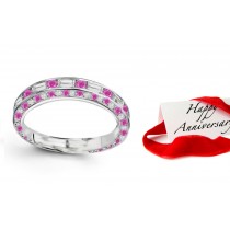 Diamond & Pink Sapphire Eternity Rings