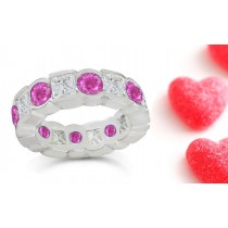 Pink Sapphire & Diamond Eternity Wedding Bands