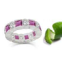 Pink Sapphire & Diamond Eternity Wedding Bands