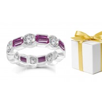 Pink Sapphire & Diamond Eternity Wedding Bands