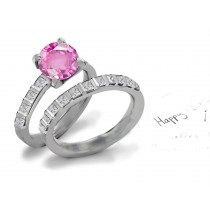 Brand Name Designer Pink Sapphire Heart Diamond Designer Engagement Ring