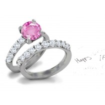 Fine Designer Pink Sapphire Heart Diamond Designer Engagement Ring