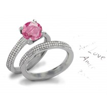 Premier Designer Pink Sapphire Heart Diamond Designer Engagement Ring