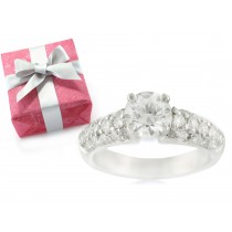 Engagement Diamond Side Accent Platinum Ring.