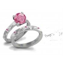 Brand Name Designer Pink Sapphire Heart Diamond Designer Engagement Ring