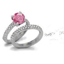 American Designer Pink Sapphire Heart Diamond Designer Engagement Ring