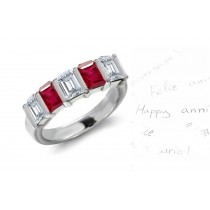 View Diamond Ruby Five Stone Wedding Rings