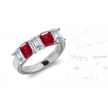 View Ruby Diamond Five Stone Wedding Rings