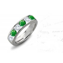 Emerald & Diamond Wedding Rings Anniversary Bands