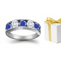 Sapphire Diamond Five Stone Rings