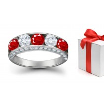 Designer Ruby & Diamond Five Stone Rings