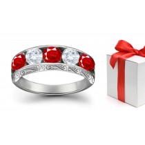 Designer Ruby & Diamond Five Stone Rings