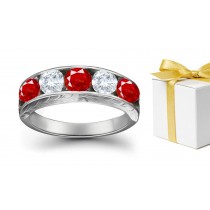 Designer Ruby & Diamond Five Stone Rings