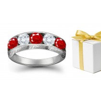 Designer Ruby & Diamond Five Stone Rings