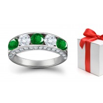 Designer Diamond Emerald Five Stone Rings