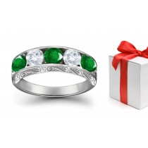 Designer Diamond Emerald Five Stone Rings