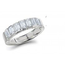 Five Stone Rings: Platinum Emerald Cut Diamond Seven Stone Anniversary Ring