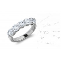 Five Stone Diamond Ring: Platinum Round Diamond Five Stone Prong Set Anniversary Diamond Ring.