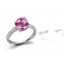 Shimmering: Pink Sapphire Diamond Micro Pave Ring Click on the Photograph For Detailed Pictures