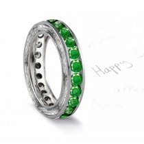 Simple, Sweet & Very Pretty: NEW Antique Platinum Full Emerald Engraved Band with Victorian Scrolls & Motifs