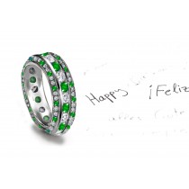 Classical Times: NEW DESIGN! Three Gold Eternity Rings with Vibrant Emeralds & Brilliant Diamonds Made To Order