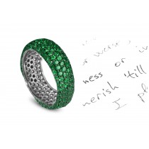Selected With Considerable Care: NEW ADDITION! Richly Handcrafted Four Row All Emerald Micropave Platinum Ring