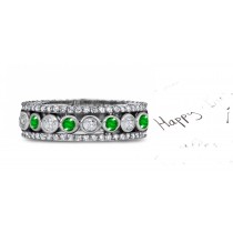 EXCLUSIVE DESIGN: Channel Emerald Diamond Cocktail Band Glitter & Gleam On Account of Their Vivid, Beautiful, Intense & Brilliant Shades of Green