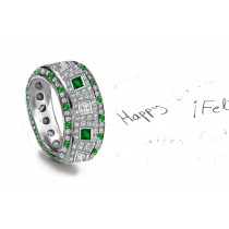 Perfect In All Its Details: Antique Micropave Emerald Diamond Square Bezel Band