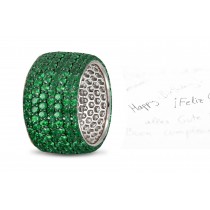 RECENTLY MADE ITEM: Huge Emerald 8 Emerald Rows "Paved" Platinum Band in Ring Size 3 to 8