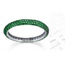 EVERY PIECE UNIQUE: Slim Classic Micropave Encrusted Emerald Platinum Wedding Band