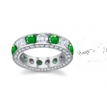 Symbol of Hope: "Timeless" Design Diamond Emerald Full Eternity Halo Band in Platinum